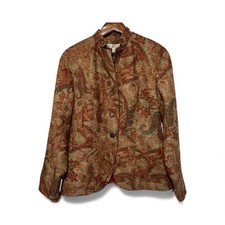 Cold Water Creek Paisley Tapestry Jacket Women s Boho Artsy Blazer Vintage Sz 8
