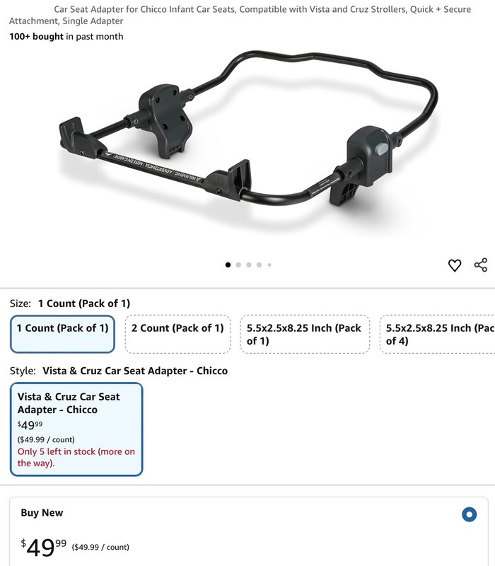UPPAbaby Vista Cruz Car Seat Adapter for Chicco KeyFit Infant Seats, Black