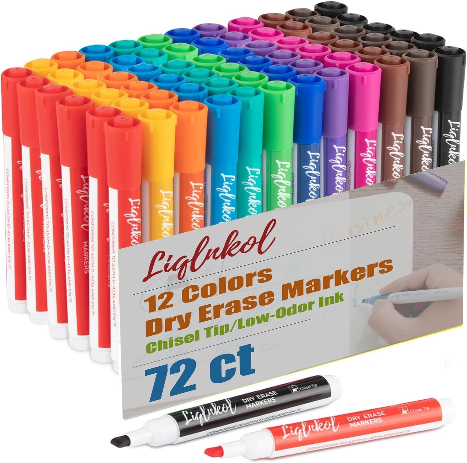 Bulk, Pack Of 72 With 12 Vibrant Colors, Chisel Tip White B.