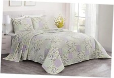 Daisy 3-Piece Printed Patchwork Quilt Set - Full Purple Botanical Garden