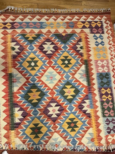 elrincondefehmi Kayseri Handmade Flat Woven Wool Area Rug Geometric 58x76in
