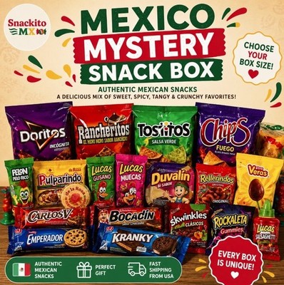 Snackito MX Authentic Mexico Mystery Snack Box Candy Chips Variety Gift Box