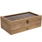 12 Slots Watch Box Solid Wood Watch Case Clear Top Jewelry Storage Display Case