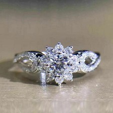 3Ct Round Cut Lab-Created Diamond 14K White Gold Plated Cluster Engagement Ring