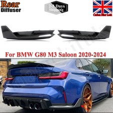 Carbon Fiber Look Rear Bumper Side Skirts Splitter For BMW G80 M3 Sedan 21-24 MP