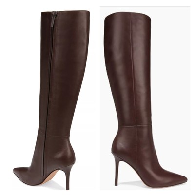Veronica Beard Women's Lisa Leather High-Heel Boots Sz 9.5 NIB 698 Espresso