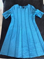 Lane Bryant Teal Stretch Sweater Dress Size 14/16 Short Sleeve Vertical Ribbed