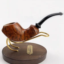 MUXIANG Handmade Freehand Tobacco Pipe Briar Wood Smooth Pipe Bent Ebonite Stem
