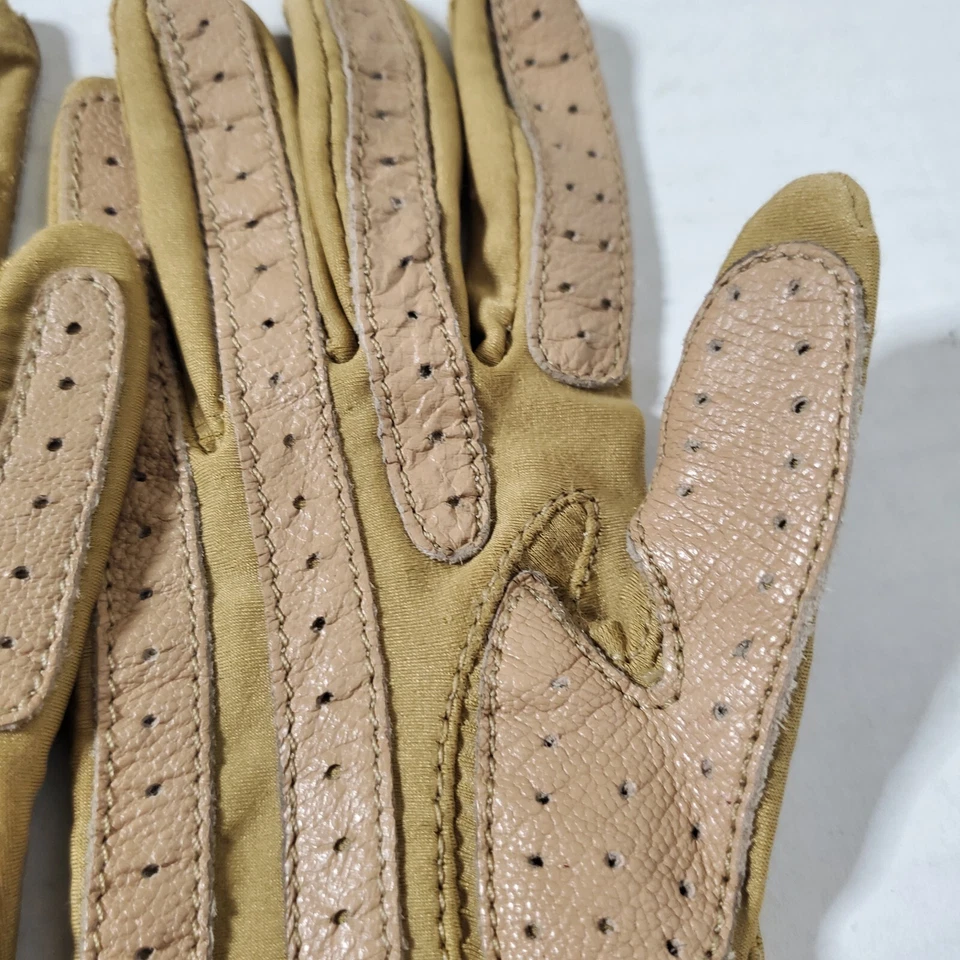 Guantes isotoneros vintage Aris agarre táctil antrón nailon spandex bronceado para mujer Foto 2 de 4