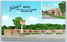Postcard Johnsen's Motel, Highland, Indiana J154