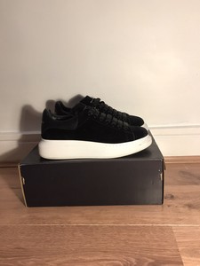 alexander mcqueen black velvet trainers