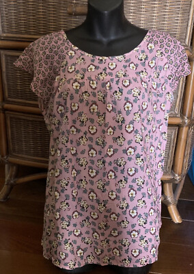 Top Flower Taifun Blouse SizeM-Pink Floral Print Short Sleeve Ladies Designer