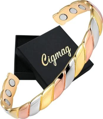 CIGMAG Lymphatic Drainage Copper Magnetic Bracelet for Women 99% Solid Pure Copper Cuff