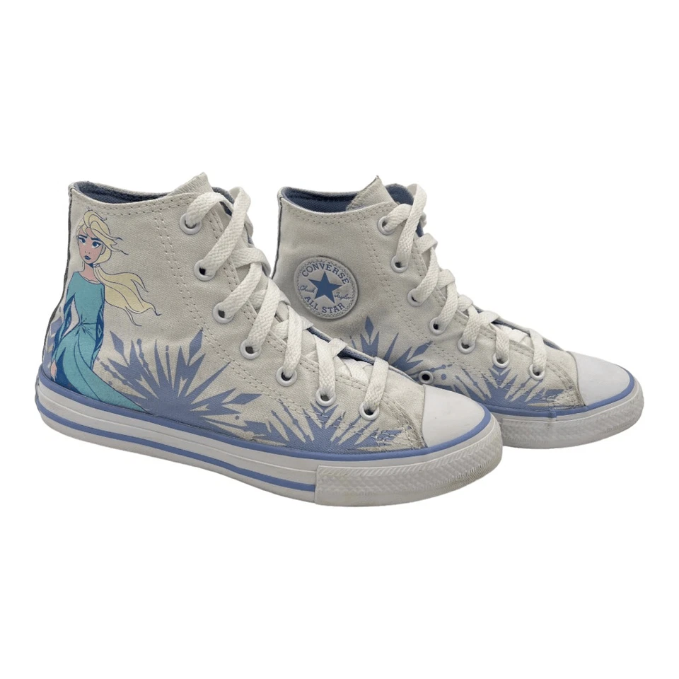 Converse All Star High Tops Junior 3 Disney Frozen White Elsa Glitter - Image 3 of 4
