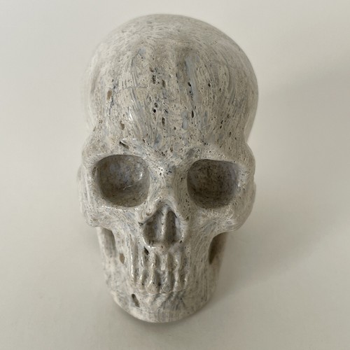 White Granite/Travertine Mini Skull 2 inches Shipped from US