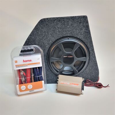 Phase Linear Subwoofer incl. Verstärker Set passgenau für Fiat 500 Kofferraum 