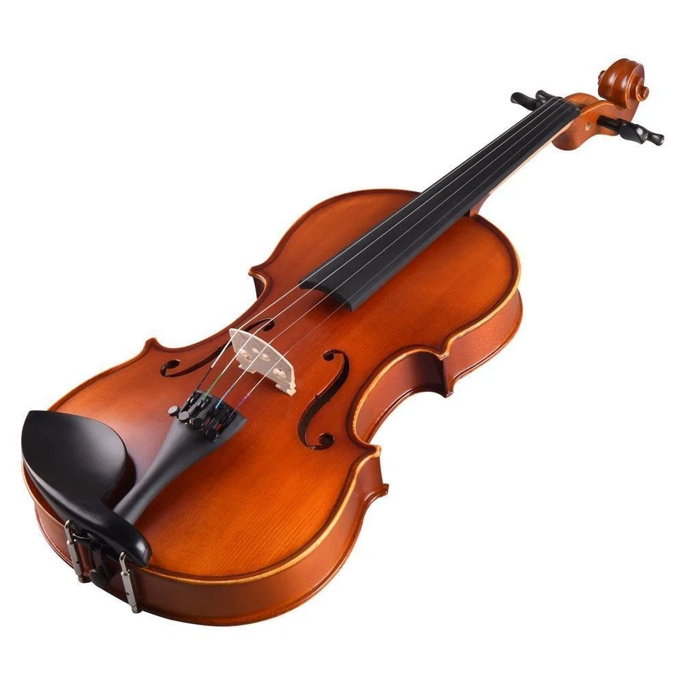 Pyle Solid Wood Violin 4 Strings Natural Finish Beginner 3.4in Instrument