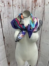 ADRIENNE LANDAU STUDIO STRIPED MULTI SILK SCARF TCC
