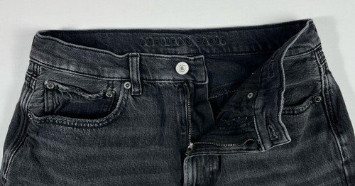 American Eagle Women’s 6 Black Baggy Jean Short Boho Distressed High Rise - Picture 5 of 13