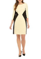 NEW NINE WEST BLACK YELLOW SHIFT CAREER COLOR BLOCK DRESS SIZE 16