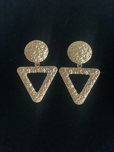 Authentic Triangle Earrings Stud Drop Gold Plated Party Geometric statement