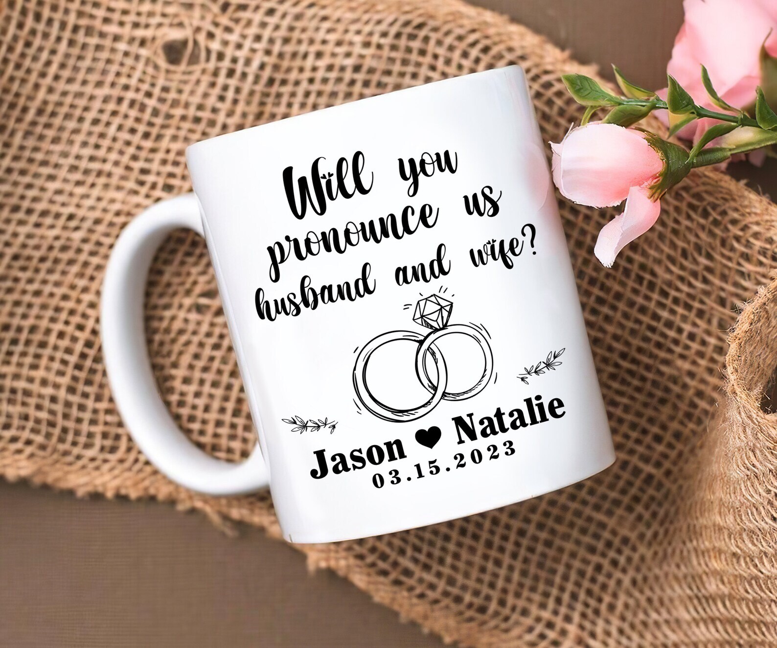 Taza Personalizada Nombre Y Día Boda Regalos Boda Oficial Taza Personalizada Boda