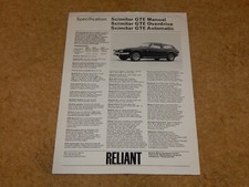 RELIANT SCIMITAR GTE Manual, Overdrive & Auto specification leaflet, 1972-1974