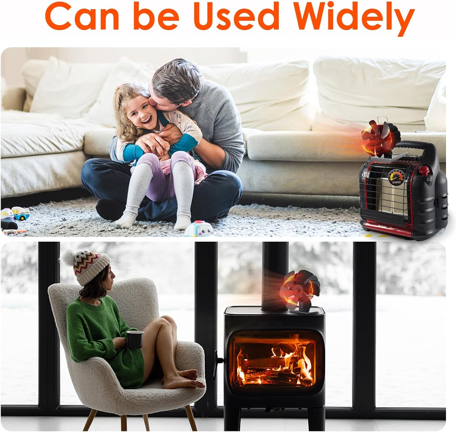 Wood Stove Fan for Buddy Heater, Heat Powered Fireplace Fan Thermoelectric Therm