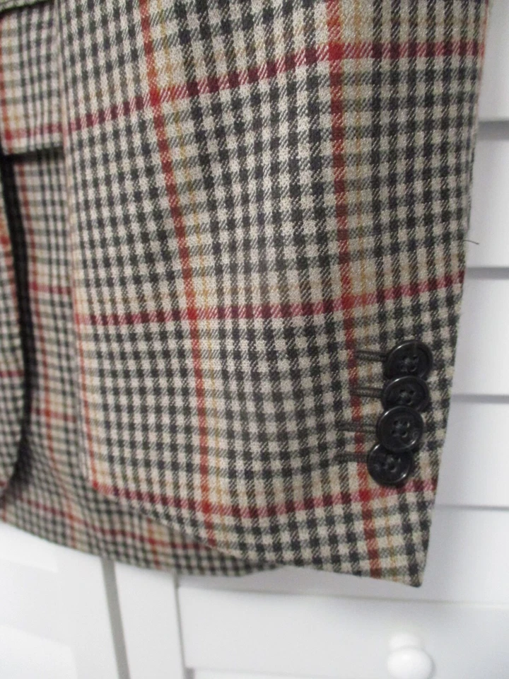 Corneliani Leader brown plaid virgin wool cashmere blazer coat jacket 56 46L - Image 3 of 4