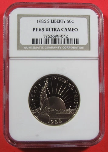 1986-S 50c Statue of Liberty NGC PF69 Ultra Cameo. Very popular commem (625133).