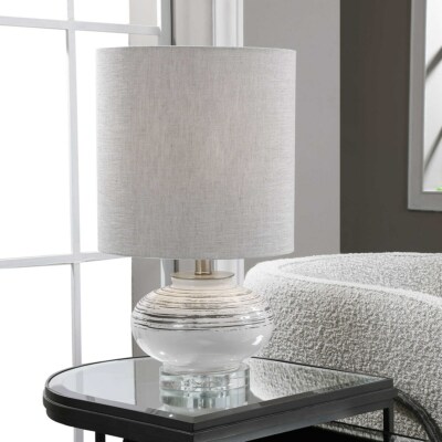LENTA 23'' TREE BARK INSPIRED CERAMIC CRYSTAL BASE TABLE LAMP UTTERMOST 28443