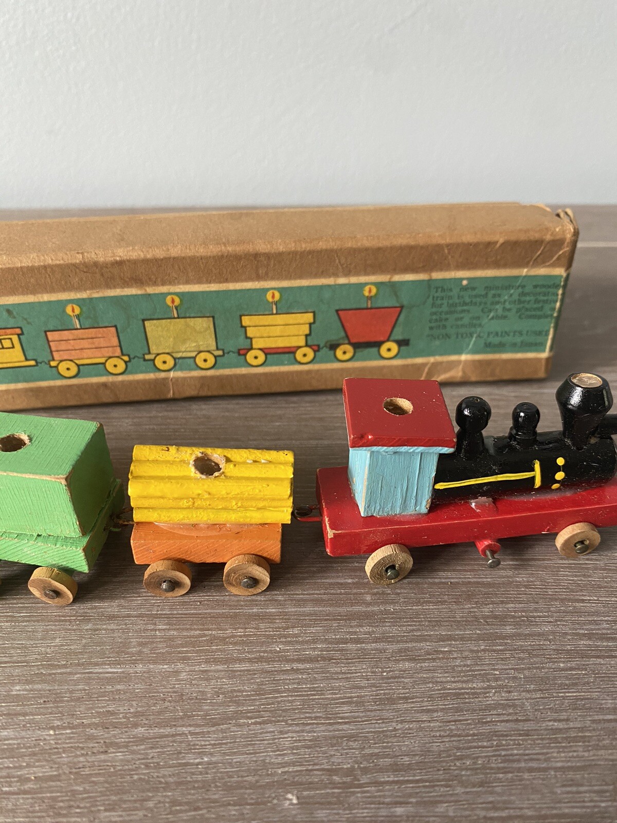 Vintage Old Time Locomotive Birthday Candle Holder with original box
