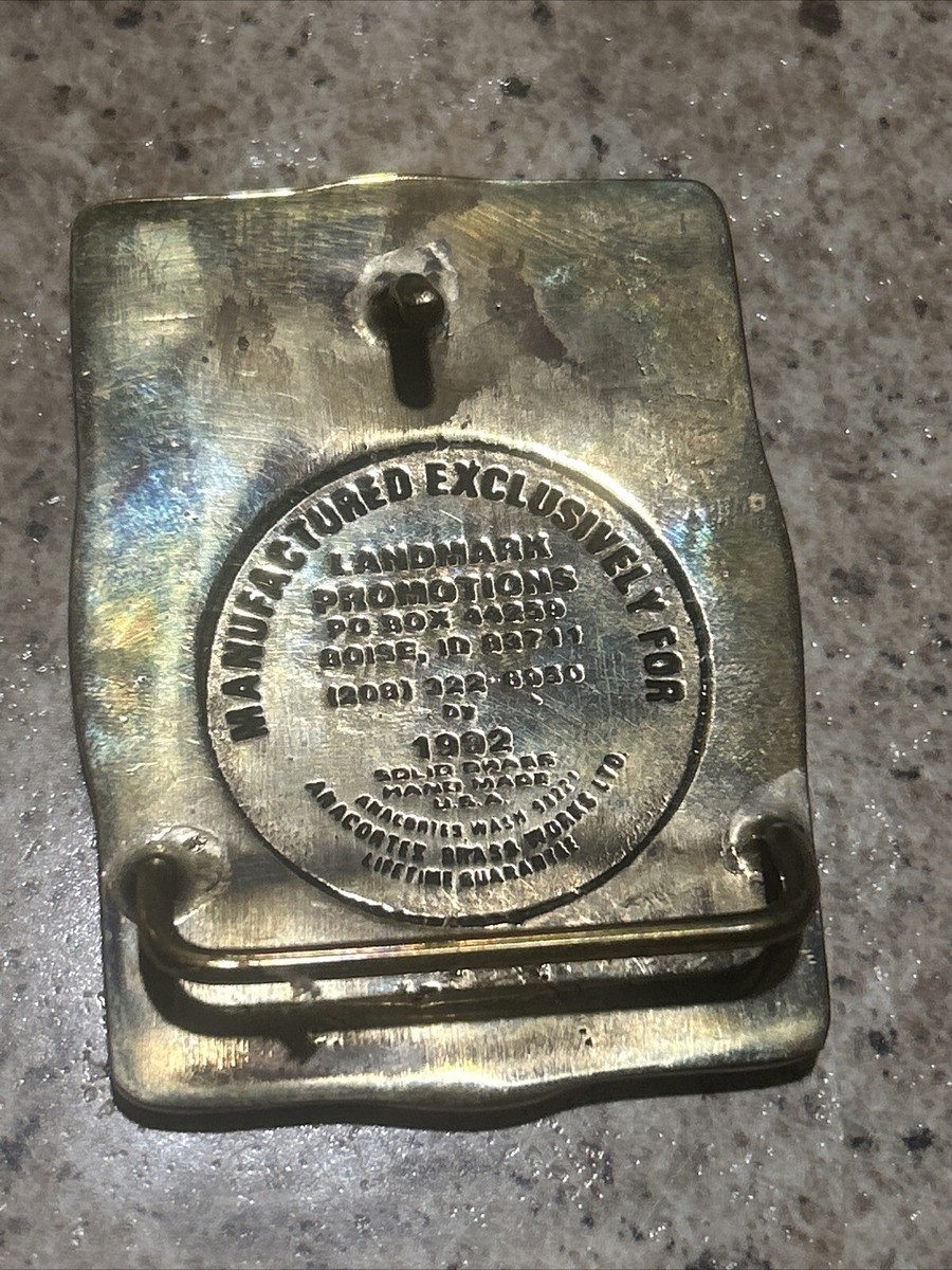 MKO Safety Belt Buckle Solid Brass Roughneck Mining Anacortes 1992 View 2