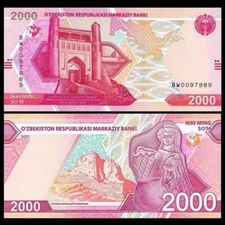 Uzbekistan 2000 Som 2021 P W87 New UNC Banknote