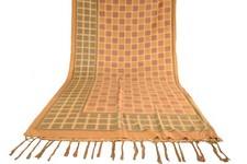 FNC Vintage Yellow Sambalpuri Ikat Sarees Handwoven Art Silk Sari Fabric Antique
