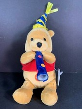 Disney WINNIE THE POOH w/ PARTY HAT 7 Inch Squeezable Stuffed Plush Animal