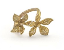 Flowers Adjustable Ring Raw brass 19mm 9US inner size - Adjustable  OZ2827