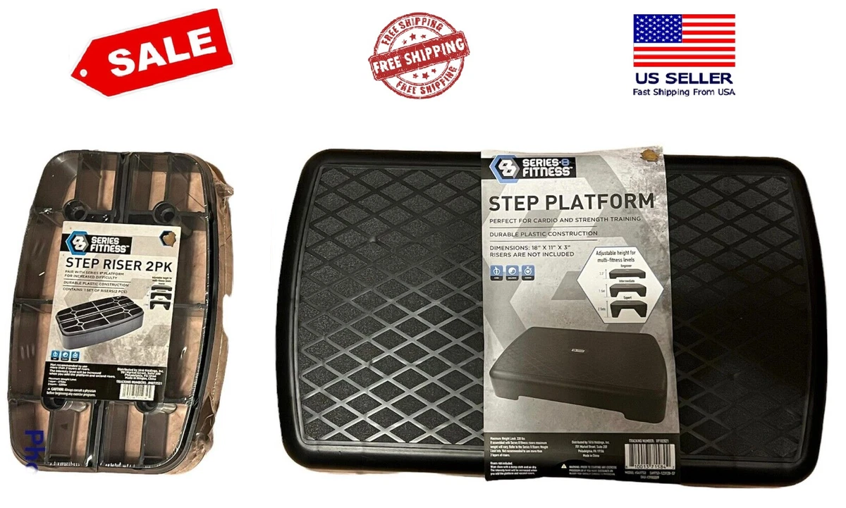 Step Platform w Risers Cardio Fitness Accessories Workout Bundle for Exercise