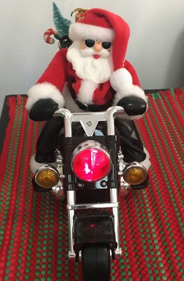 Animated & Moving Christmas Santa on Motorcycle 