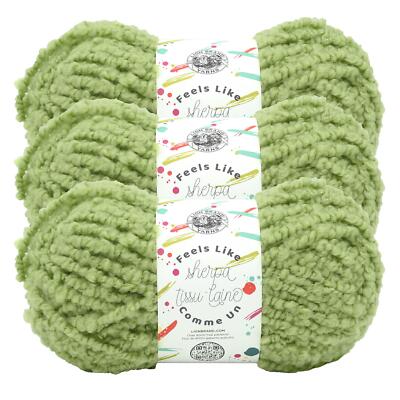 (3 Pack) Lion Brand Yarn 161-172E Feels Like Sherpa Yarn, Green Tea