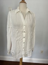 L'AGENCE Nina Blouse With Ansel Graphic 100% Silk Shirt Top Size XS/TP