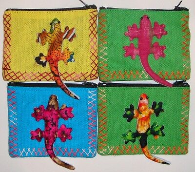Hand Made Gecko Coin Purse from Northern Thailand 12cmx9cm 12 Colours to choose!
