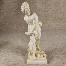 Vintage Signed Santini (Italy) 9 1/2" David With Sling Composite Sculpture