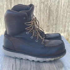 Red Wing Work Boots Men 9.5 Brown 2442 Moc Toe Leather Vibram Safety Toe EH WP