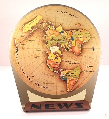 Vintage 1953 Replogle Globes Air Age Map of the World Counter Top News Display