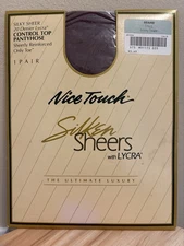 Nice Touch Silken Silky Sheers Pantyhose Sears Control Top Sz TALL Smoky Taupe