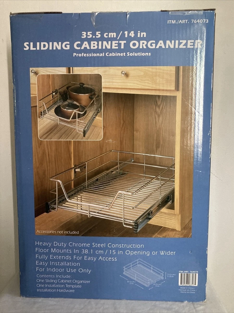 Professional Cabinet Solutions 14" Chrome Sliding Kitchen Cabinet Organizer