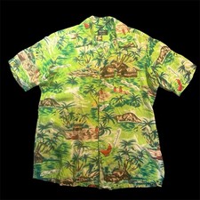 Vintage Large 1950s-1960s Rayon Hawaiian Shirt Made In Jamaica VLV Rockabilly