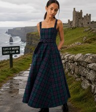 Hunter Bell Maxi Dress Cleo Green Tartan Thandy Retired Quilted Top NWT 8