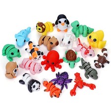 20PCS Mini Animals Set, 3D Printed Little Animals Articulated Flexible Fidget...